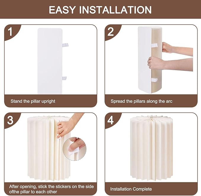 4Pack Cylinder Stands for Party, Foldable Cardboard Columns with 4 Clear Round Top Plates, Cake Display Pedestal Stand for Wedding Banquet Vendor Events Decorative (Black)