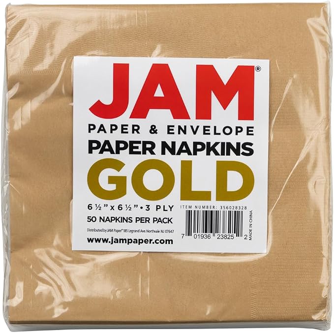 JAM PAPER Medium Lunch Napkins - 6 1/2 x 6 1/2 - Gold - 480/Box - Image 4