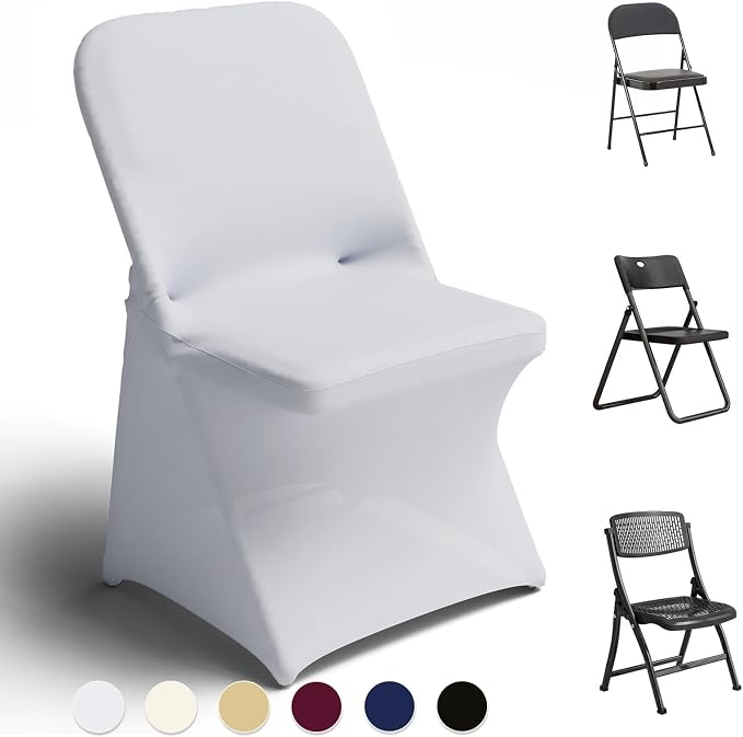 Trlyc Spandex Folding Chair Covers 30 Pcs White for Wedding Party - Image 7