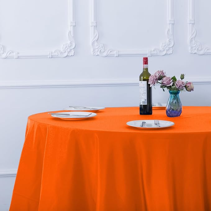 Ascoza 2pack 70 Inch Orange Round Tablecloth in Washable Polyester Fabric for Wedding/Banquet/Restaurant/Parties - Image 7