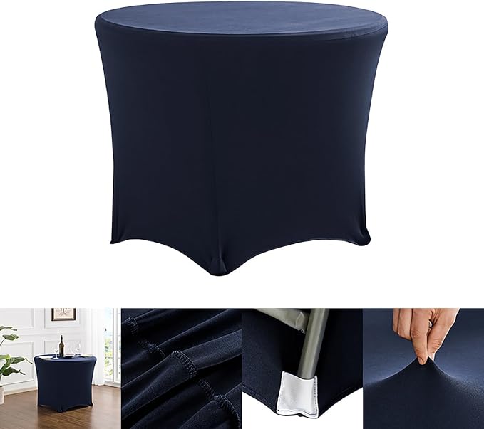 6 Pack Spandex Round Tablecloth Dark Blue 6ft Fitted StrePTCh Tablecloth Elastic Cocktail Table Cover for Wedding Party Restaurant Banquet New Year and Halloween PTC24 - Image 7