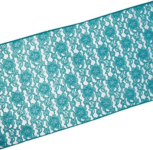 Zen Creative Designs 10 Pack Floral Lace Table Runner Sheer Lace Event Party Wedding Table Decor (12" by 120", Teal) - Image 2