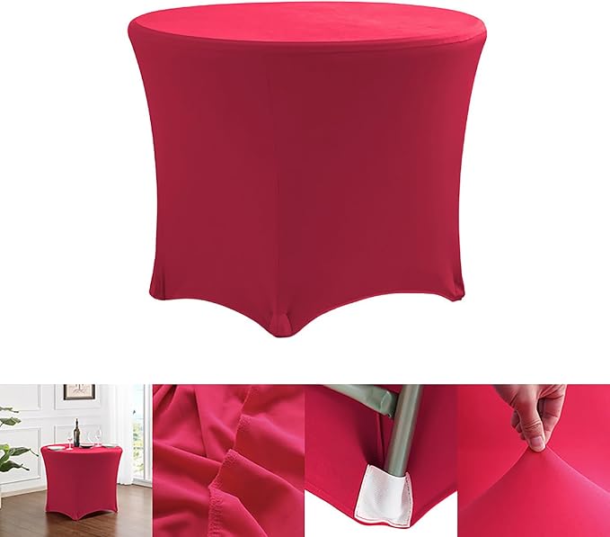 6 Pack Spandex Round Tablecloth Fuchsia 6ft Fitted StrePTCh Tablecloth Elastic Cocktail Table Cover for Wedding Party Restaurant Banquet New Year and Halloween PTC24 - Image 7