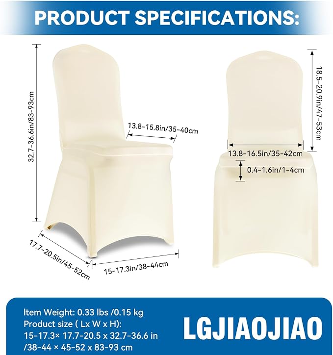 100 Pieces Ivory Chair Covers - Versatile Stretch Polyester Spandex Dining Chair Slipcovers for Dining, Party, Wedding, Banquet, and More - Image 6