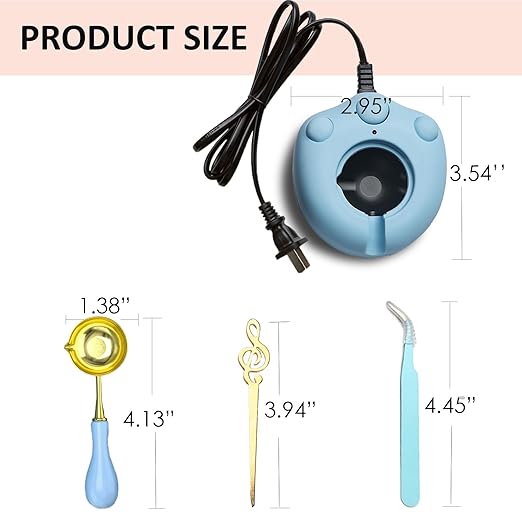 Electric Wax Seal Warmer, Andotopee Wax Sealing Melter with 2pcs Spoons, Tweezers, Stir Pin, Great Melting Furnace Kit Fast Melting WaxSeal Bedas for Envelope Stamp Seals Craft, Blue