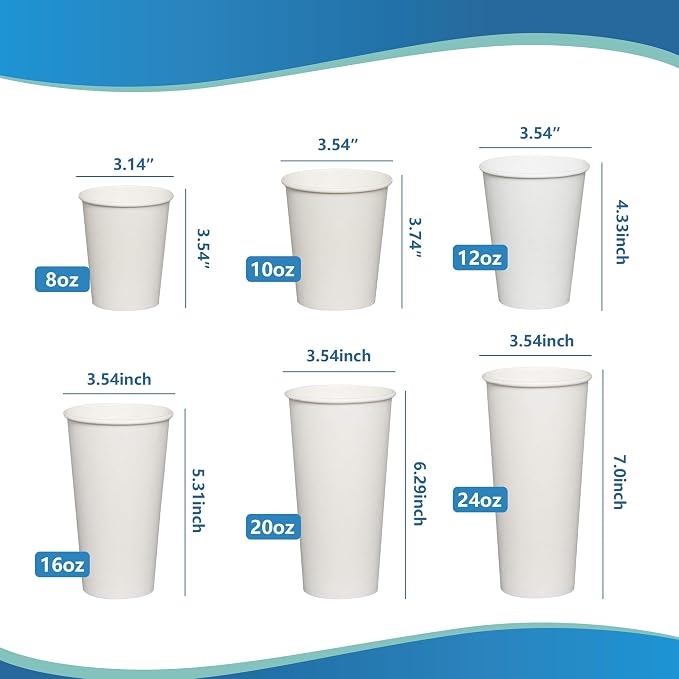 20 oz Disposable Paper Coffee Cups 1000 Pack White Drink Cups | Bulk To Go Coffee Paper Cups, Hot And Iced, Sturdy White Disposable Insulated Paper Cups - Image 8