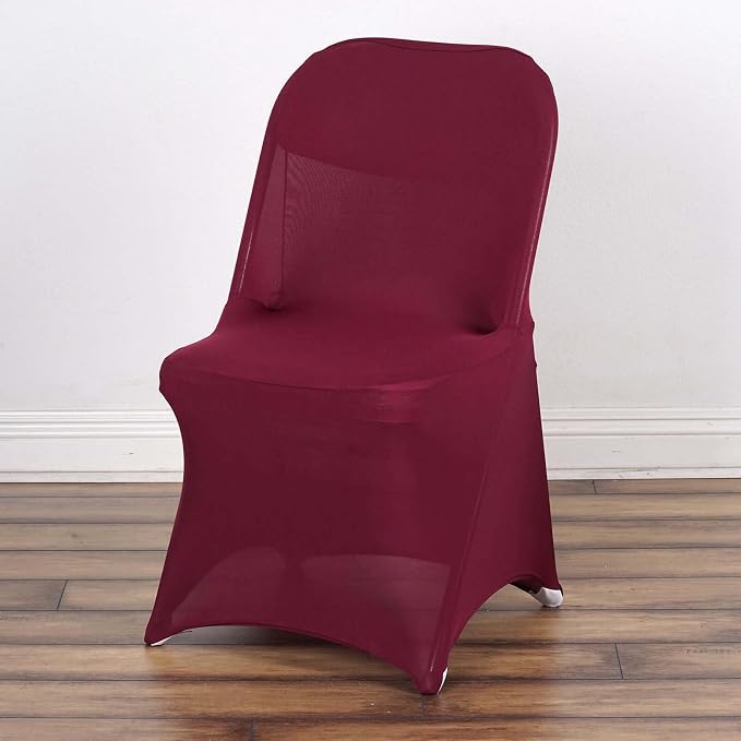 Tableclothsfactory 30PCS Stretchy Spandex Fitted Folding Chair Cover Dinning Event Slipcover for Wedding Party Banquet Catering- Burgundy - Image 4