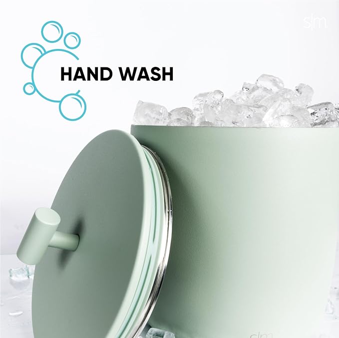 Simple Modern Vacuum Insulated Ice Bucket with Lid and Scoop | for Cocktail, Champagne, Wine, Beer, & Hosting | Stainless Steel 100oz Capacity for Large Parties | Rocks Collection | Almond Birch