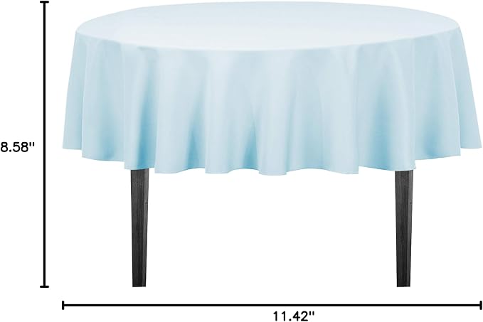 LinenTablecloth 70-Inch Round Polyester Tablecloth Baby Blue - Image 8