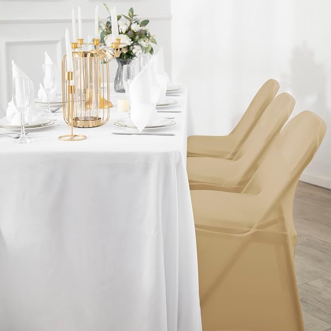 Spandex Chair Cover,25PCS,Living Room Folding Chair Covers,Removable Chair Covers Washable Protector Stretch Chair Cover for Party, Banquet,Wedding Event,Hotel(Champagne) - Image 7