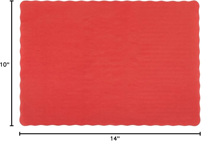 Red Colored Paper Placemat with Scalloped Edge - 1000/Case 10" x 14" - Image 5