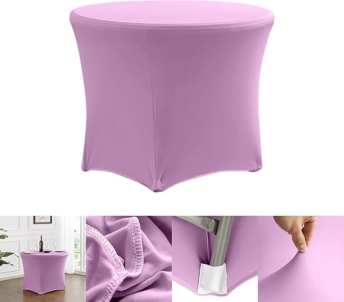 4 Pack Spandex Round Tablecloth Violet 6ft Fitted Stretch Tablecloth Elastic Cocktail Table Cover for Wedding Party Restaurant Banquet New Year and Halloween PTC24 - Image 7