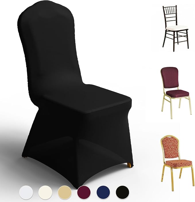 Trlyc Spandex Banquet Chair Covers 100 Pcs Black for Wedding Party - Image 7