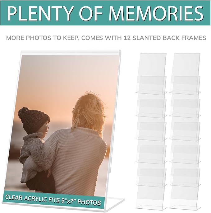 pbf 5x7 Acrylic Sign Holder Display | Clear Vertical Slanted (12-Pack) - Image 6