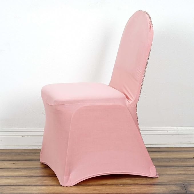 Tableclothsfactory 10PCS Rose Gold Spandex Stretch Banquet Chair Cover with Metallic Glitte Dinning Event Slipcover for Wedding Party - Image 3