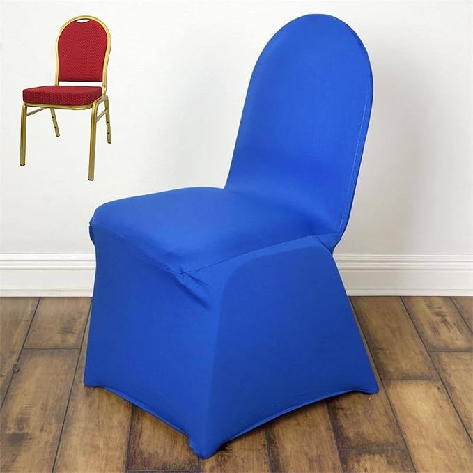 Tableclothsfactory 100 PCS Royal Blue Stretchy Spandex Fitted Banquet Chair Cover Dinning Event Slipcover for Wedding Party Catering - Image 4
