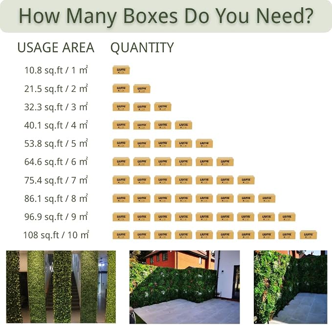 ULAND 40"x40" Artificial Grass Wall Panel for Garden Patio Balcony | Indoor Faux Plant Greenery Backdrop, Outdoor Ivy Hedges for Privacy Screen Fence Covering, lightweight but density, stability - Image 6