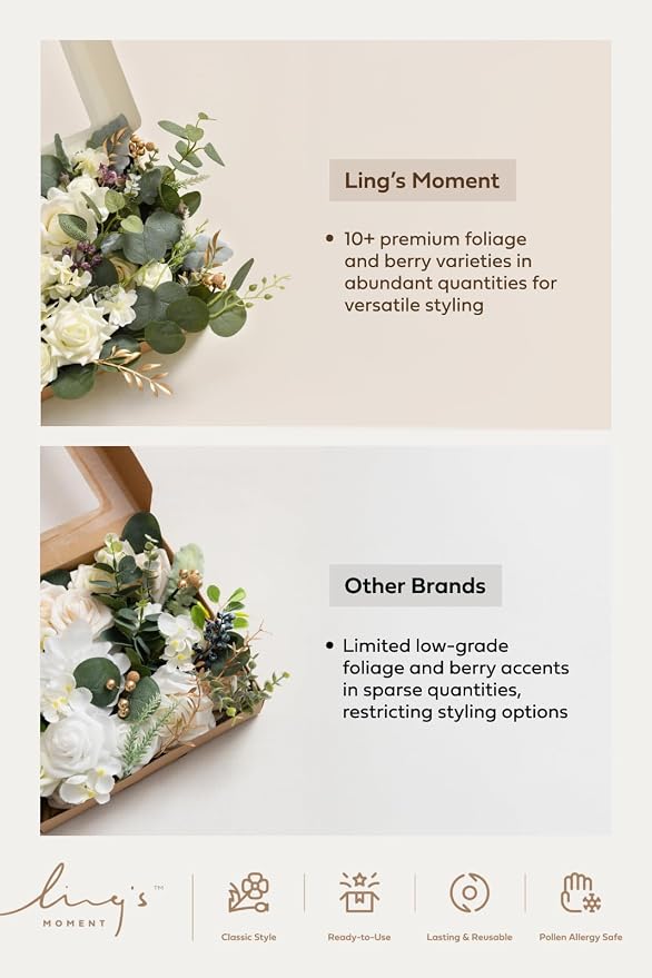 Ling's moment Fake Flowers Box, Dusty Rose & Orange Grand Combo | Faux Artificial Greenery Stems, Foam Roses, Silk Eucalyptus, For Centerpieces Bouquet Wedding Vase Floral Decorations - Image 8