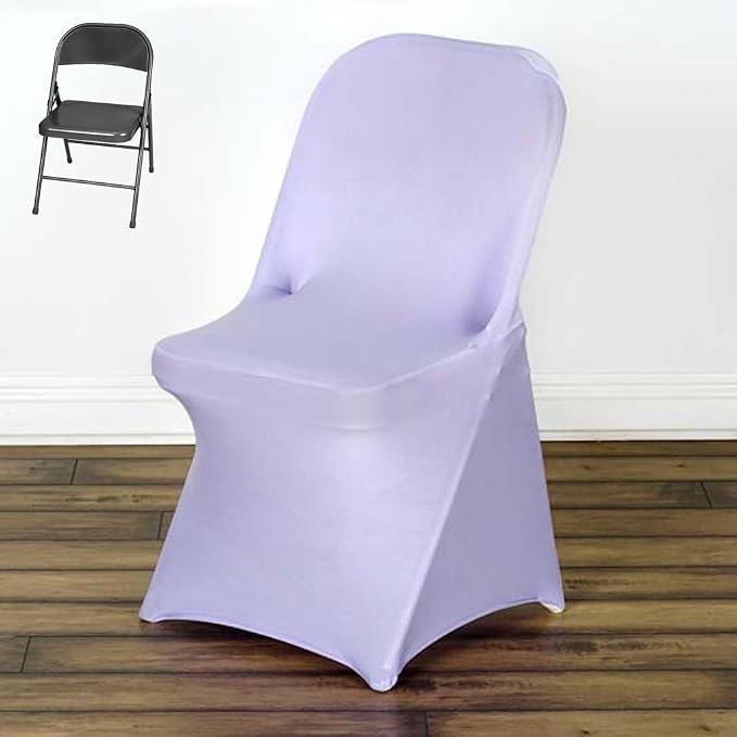 Tableclothsfactory 10PCS Stretchy Spandex Fitted Folding Chair Cover Dinning Event Slipcover for Wedding Party Banquet Catering - Lavender - Image 3