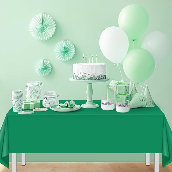 32 Pack Green Plastic Tablecloth for Rectangle Tables, Premium Decorative Green Disposable Table Cloths for Parties, Rectangle Party Table Cover for Birthday Anniversary Graduation Picnic, 54x108 Inch - Image 7