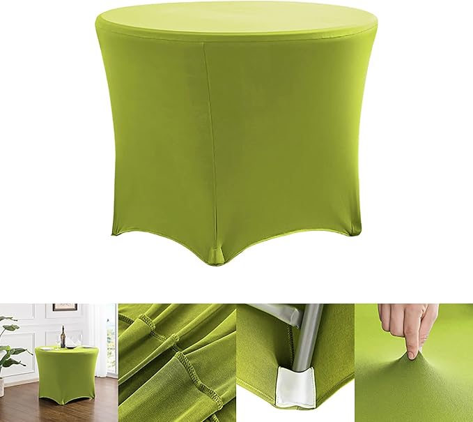 4 Pack Spandex Round Tablecloth Fruit Green 5ft Fitted Stretch Tablecloth Elastic Cocktail Table Cover for Wedding Party Restaurant Banquet New Year and Halloween PTC24 - Image 7