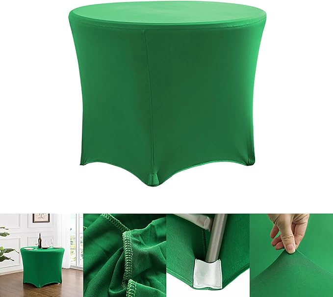 Spandex Round Tablecloth Green 6ft Fitted Stretch Tablecloth Elastic Cocktail Table Cover for Wedding Party Restaurant Banquet New Year and Halloween PTC24 - Image 7