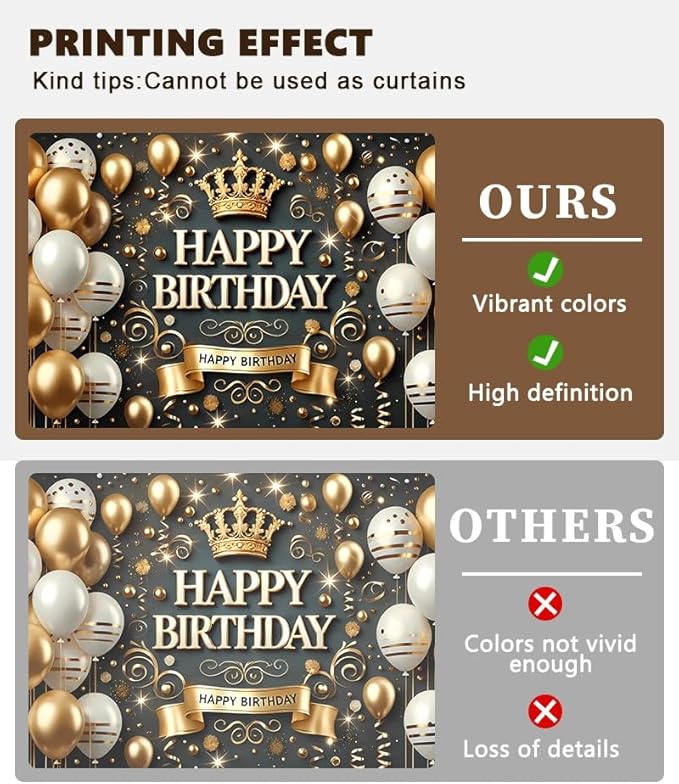 Black Gold Birthday Party Backdrop Elegant Black Gold Happy Birthday Banner Photography Background for Home Decorations Party Supplies 70.8 x 47.2 Inch