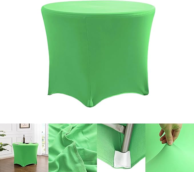4 Pack Spandex Round Tablecloth Apple Green 4ft Fitted Stretch Tablecloth Elastic Cocktail Table Cover for Wedding Party Restaurant Banquet New Year and Halloween PTC24 - Image 7