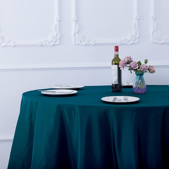 Ascoza 2pack 70 Inch Peacock Blue Round Tablecloth in Washable Polyester Fabric for Wedding/Banquet/Restaurant/Parties… - Image 7