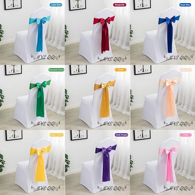 Pack of 6 Spandex Chair Bands Satin Sashes Stretch Bows for Wedding Party Events Banquet Hotel Home Kitchen Cover Decoration (6 PCS Light Blue) - Image 5