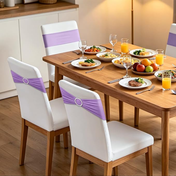 LEBENGURU Purple Stretch Chair Sashes 30pcs with Buckle Slider - Image 8
