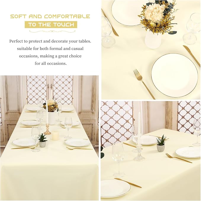 Showgeous 60x102 Inch Beige Rectangle Tablecloth 6 Pack Fit 6FT Table | Stain Rectangule Polyester Table Cloth Wrinkle Resistant Washable Fabric Table Covers for Wedding Dining Parties - Image 8