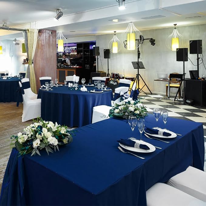 10 Pack Navy Blue Tablecloth 60 x 126 Inch Navy Blue Table Cloth for 8 Foot Rectangle Tables Navy Tablecloth Washable Linen Polyester Fabric Table Cloths for Parties Wedding Banquet - Image 7