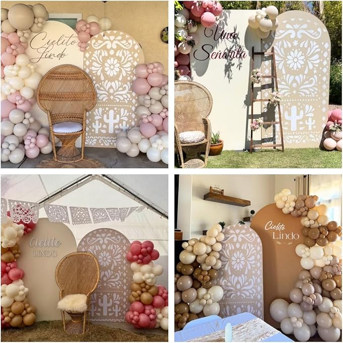 Set of 3 Arch Backdrop Cover Cielito Lindo Baby Shower Spandex Arch Fabric Cover for Mexican Bridal Wedding Birthday Party Decoration (4FT 5FT 6FT,Beige) - Image 6