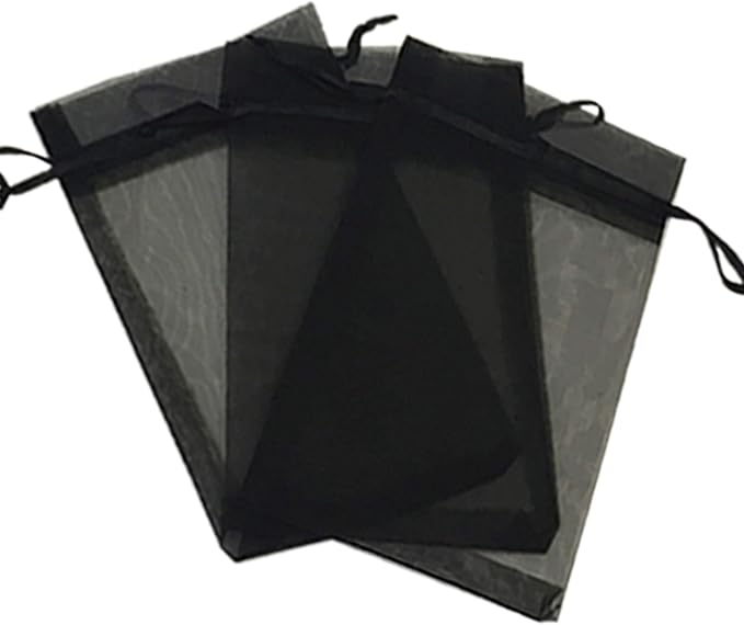 200 Pcs Black 2x3 Sheer Drawstring Organza Jewelry Pouches Wedding Party Favor Gift Bags Candy Bags by Kyezi+Design+and+Craft