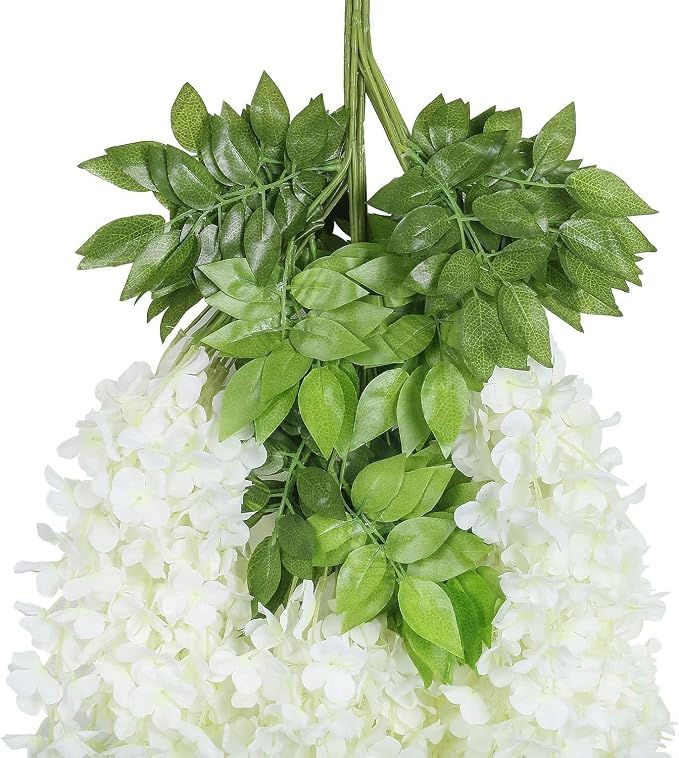 U'Artlines 48 Pack (Total 172.8 Feet) Artificial Fake Wisteria Vine Rattan Hanging Garland Silk Flowers String Home Party Wedding Decor (48, White) - Image 9