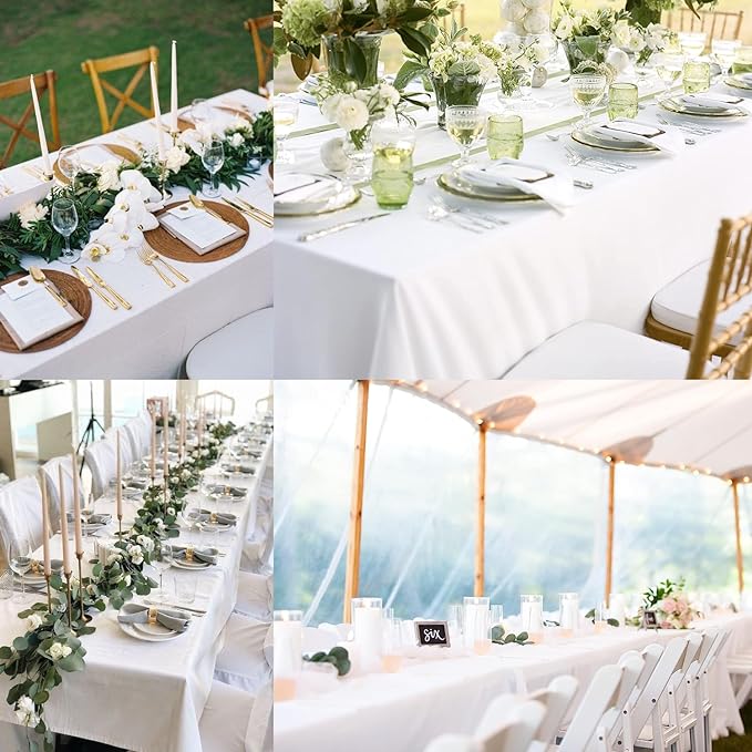 FINDYOU 10 Pack White Table Cloth Rectangle Table 60 x 102 Inch Tablecloths for 6 Foot Rectangle Tables. Stain and Winkle Resistant Polyester Washable White TableCloths for Parties Wedding Dining - Image 7