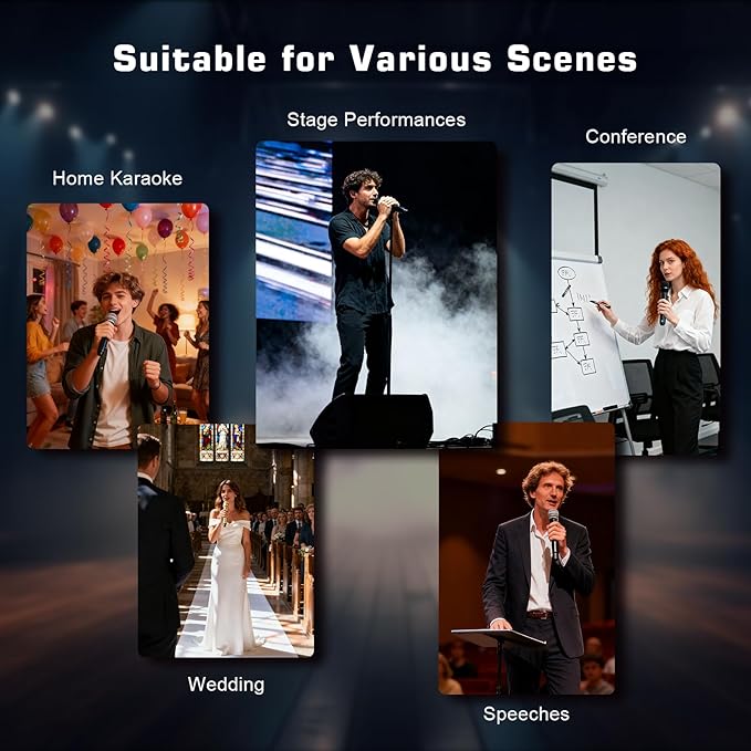 Wireless XLR Transmitter and Receiver UHF Wireless Microphone Adapter for 164FT Range 8-Hours Battery Wireless Mic Adapter For Condenser, Dynamic Mics, PA System,Mixer.