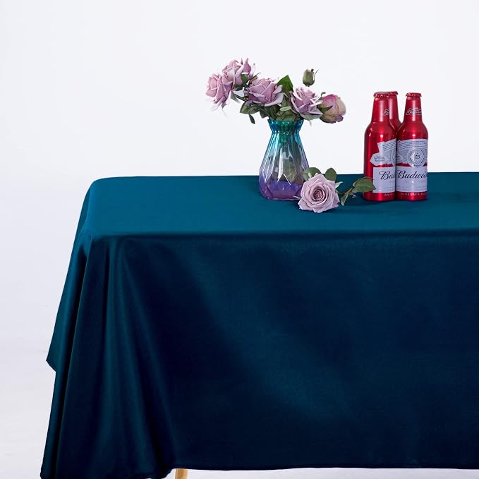 Ascoza 2pack 60x120 Inch Peacock Blue Rectangular Tablecloth 6 Feet Table Cloth in Polyester Fabric for Wedding/Banquet/Restaurant/Parties - Image 7