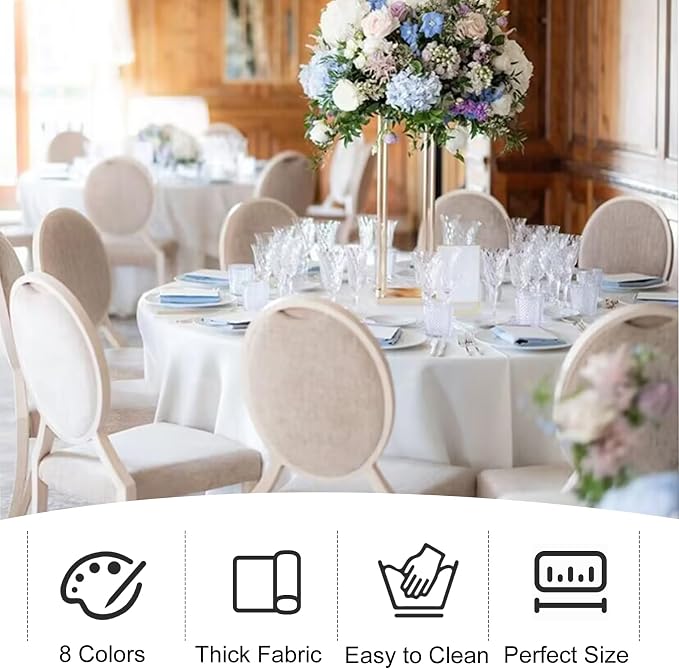 3 Pack 90 Inch Round White Polyester Tablecloth Bulk Washable Table Covers for Wedding Dining Table Buffet Parties Banquet Decor(White) - Image 7