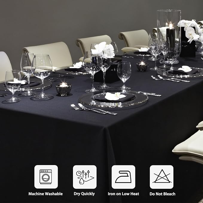8 Pack Black Tablecloths Rectangle 90 x 156 Inch for 8 Foot Tables - Image 7