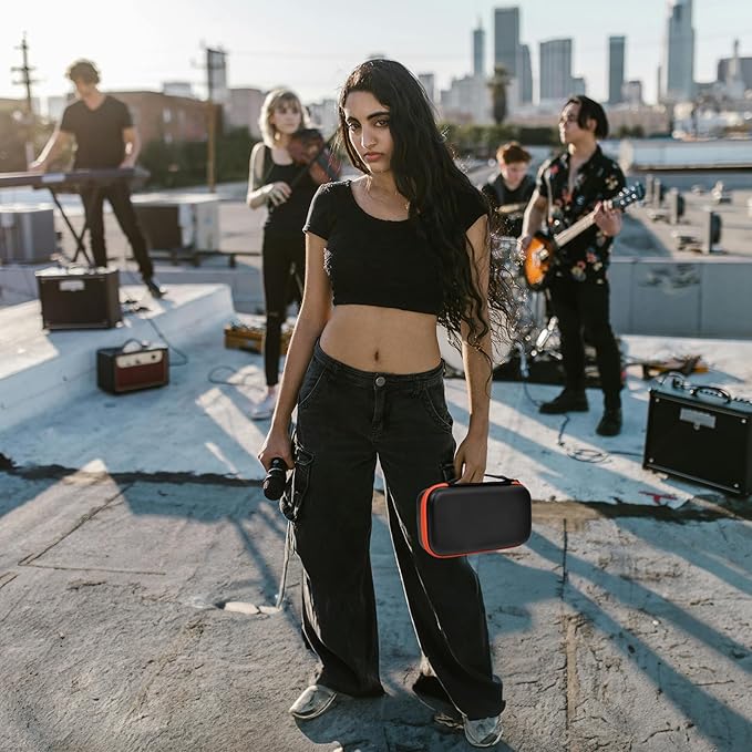 Boobowl Bluetooth Microphone Wireless Case Compatible with JBL PartyBox Wireless Mic - 2X Digital Microphones, Portable Mic Box for Rechargeable Battery, Receivers, Adapter (Bag Only)-Black