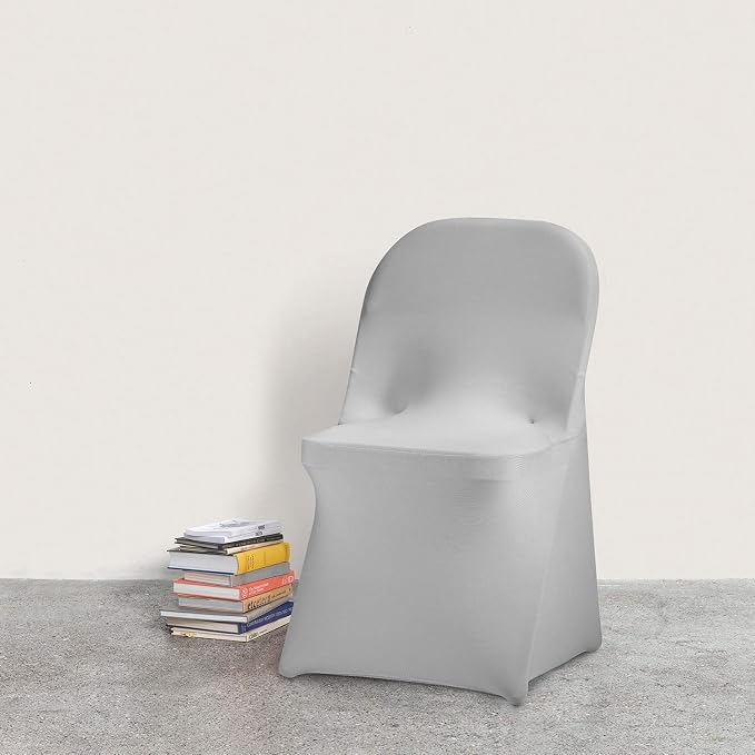 Peomeise Stretch Spandex Folding Chair Cover for Wedding Party Dining Banquet Event (Silver,6pcs) - Image 7