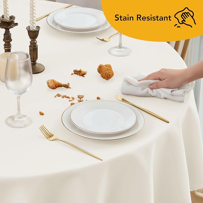 10-Pack Ivory Round Tablecloths, 90 in, for 4-5 Ft Round Tables | Stain-Resistant Polyester - Washable Table Covers for Weddings, Banquets, Birthday Parties, Events - Image 8