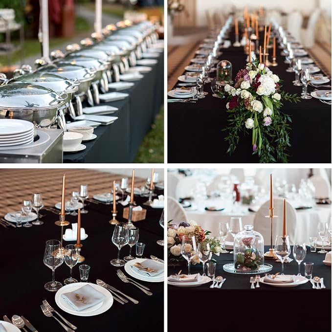 6 Pack Black Rectangle Tablecloths 60x120 Inch for 8ft Tables | Washable Decorative Linen Polyester Table Cover for Dining Tables, Banquets Buffets Parties and Weddings - Image 7