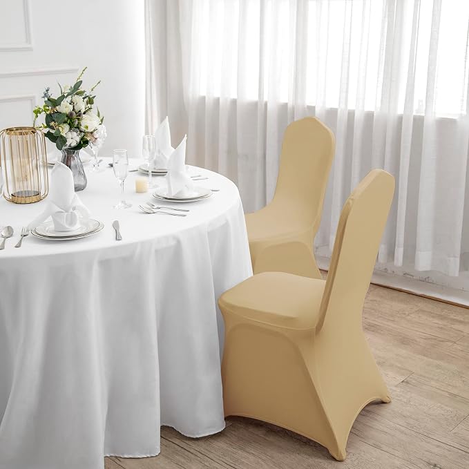 Spandex Chair Cover,12PCS,Chair Covers,Living Room Chair Covers,Removable Chair Cover Washable Protector Stretch Cover for Party, Banquet,Wedding Event,Hotel(Champagne) - Image 7