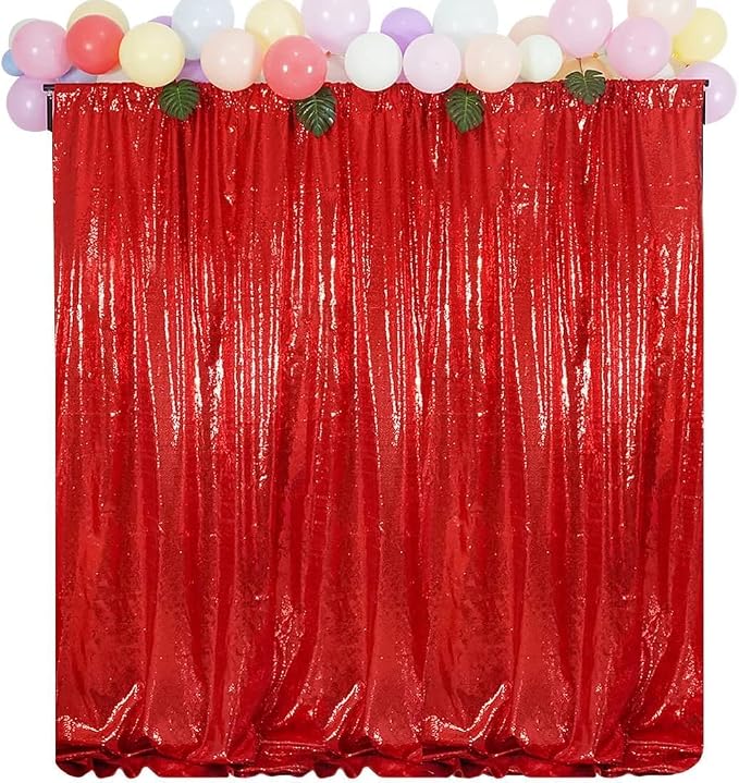 Juya Delight Red Sequin Backdrop Curtain,Red Shimmer Wall Backdrop,Glitter Backdrop Curtain for Party Birthday Decoration - Image 6