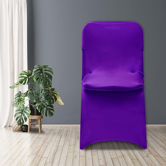 bricia 20 PCS Purple Stretch Spandex Folding Chair Slipcovers, Dining Room Chair Covers Stretch Chair Slipcovers Protector for Wedding, Banquet, and Party - Image 7