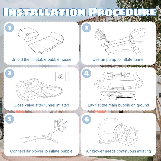 10FT Inflatable Bubble House Dome for Adults,TPU Clear Commercial Inflatable Bubble House Tent with Tunnel, Bubble Balloon House with 680W Air Blower, 600W Air Pump Inflatable Dome for Party