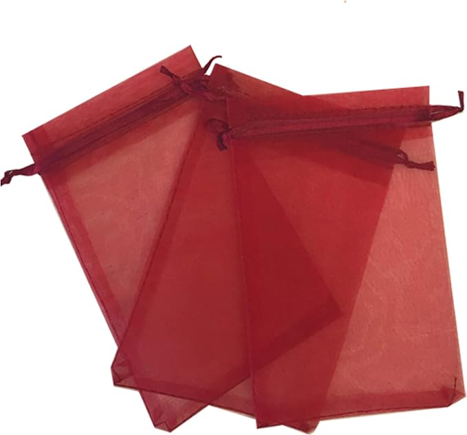 200 Pcs Burgundy 2x3 Sheer Drawstring Organza Jewelry Pouches Wedding Party Favor Gift Bags Candy Bags by Kyezi+Design+and+Craft
